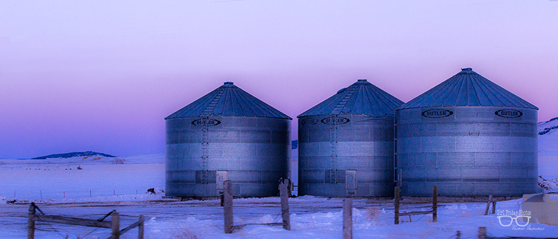 Grain bins in Meagher County